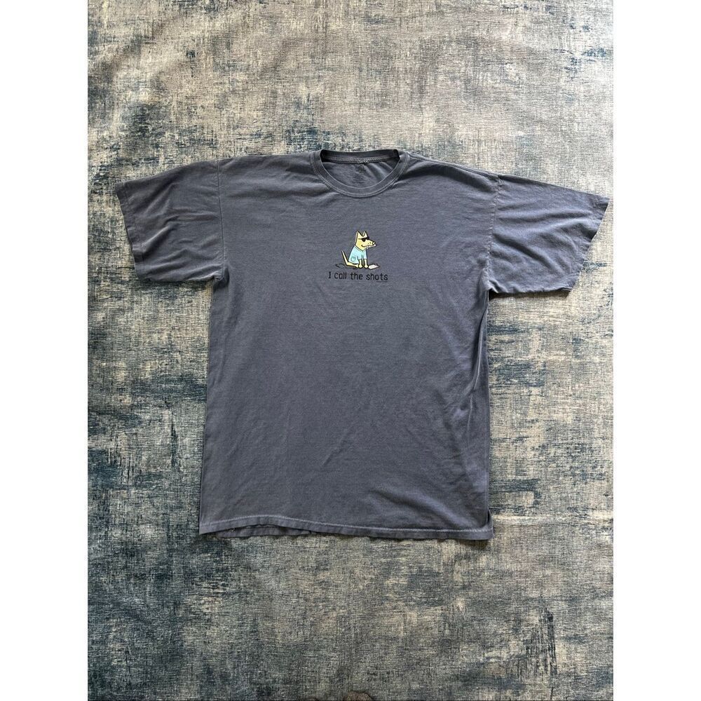 Teddy The Dog Slate Blue Gray I Call The Shots Unisex Short Sleeve Tee XL